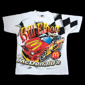Vintage NASCAR Bill Elliott McDonald's Racing All Over Print T-Shirt (M)