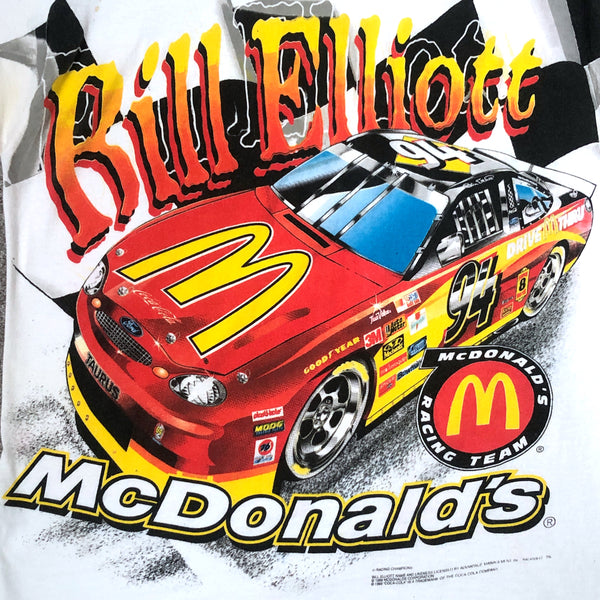 Vintage NASCAR Bill Elliott McDonald's Racing All Over Print T-Shirt (M)