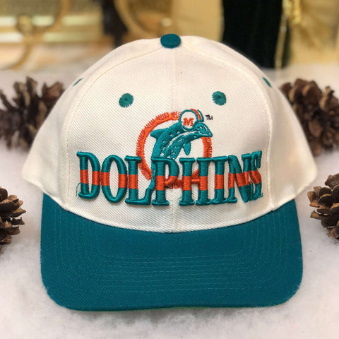 Vintage Deadstock NWOT NFL Miami Dolphins Eastport Puff Print Wool Snapback Hat