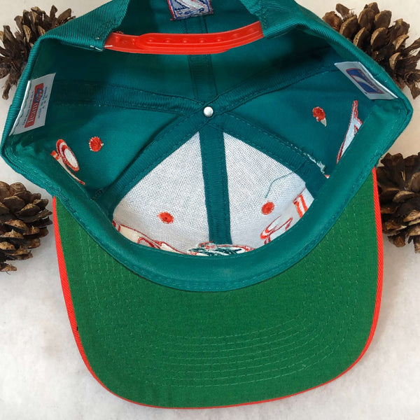 Vintage Deadstock NWOT NFL Miami Dolphins Logo 7 Spellout Wraparound Twill Snapback Hat