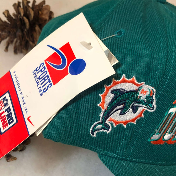 Vintage Deadstock NWT NFL Miami Dolphins Sports Specialties Grid Snapback Hat