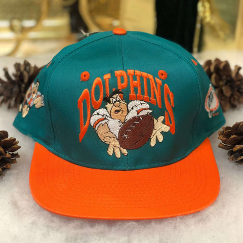 Vintage Deadstock NWT 1993 NFL Miami Dolphins The Flintstones Fred Hanna-Barbera Twill Snapback Hat