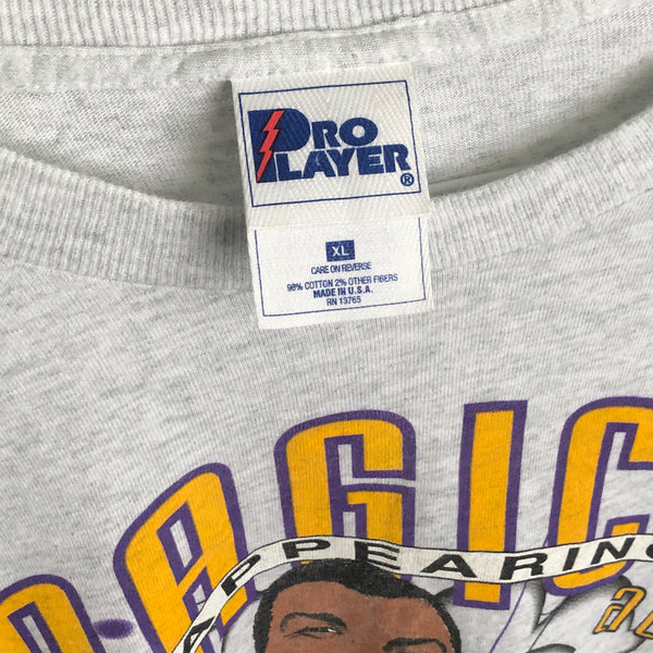 Vintage Deadstock NWOT NBA Los Angeles Lakers Magic Johnson Reappearing Act It's Winning Time Again Pro Player Caricature T-Shirt (XL)