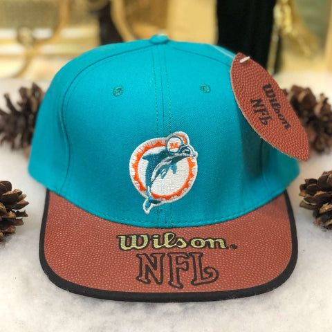 Vintage Deadstock NWT NFL Miami Dolphins Wilson Football Brim American Needle Wool Strapback Hat
