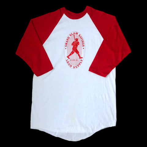 Vintage NWOT Leon Supply Grand Slam Savings Baseball Raglan Russell Athletic Shirt (XL)