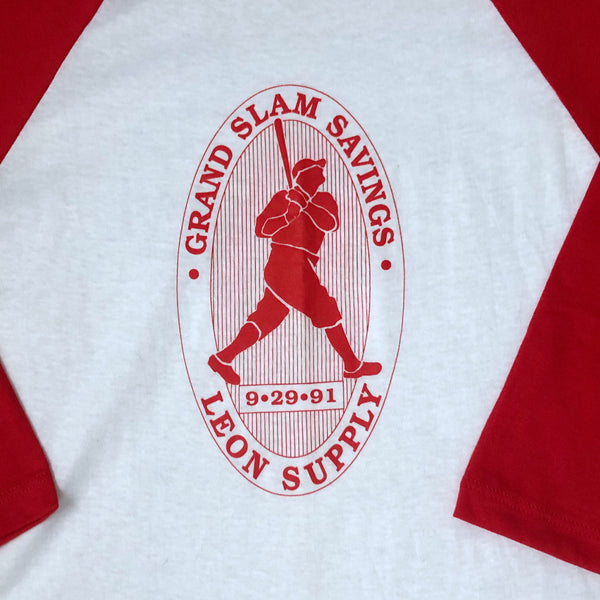 Vintage NWOT Leon Supply Grand Slam Savings Baseball Raglan Russell Athletic Shirt (XL)