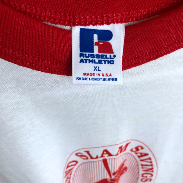 Vintage NWOT Leon Supply Grand Slam Savings Baseball Raglan Russell Athletic Shirt (XL)