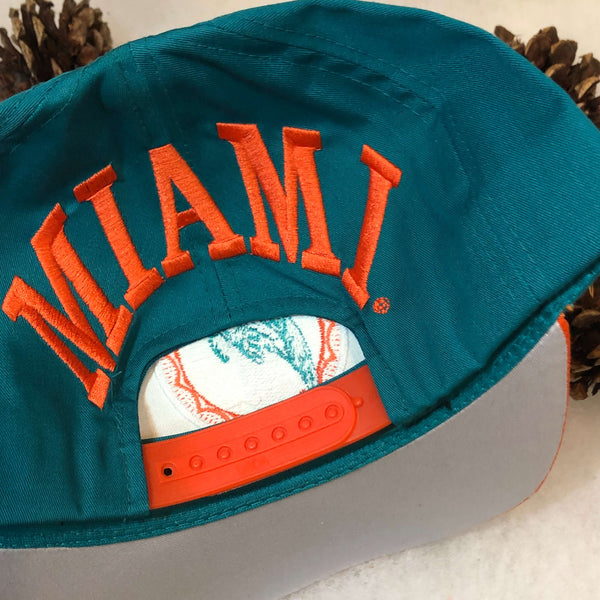 Vintage Deadstock NWOT NFL Miami Dolphins Drew Pearson Brim Spellout Twill Snapback Hat