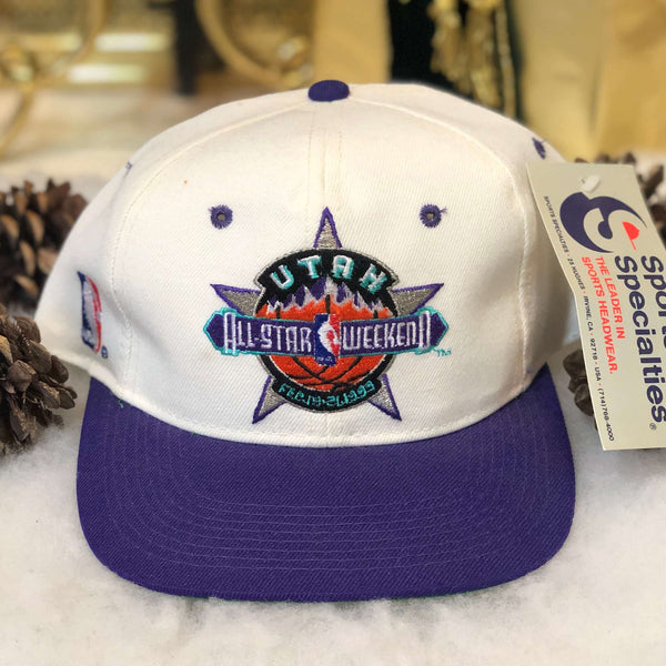Vintage Deadstock NWT 1993 NBA All-Star Game Weekend Utah Sports Specialties Plain Logo Wool Snapback Hat