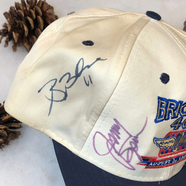 Vintage 1996 NASCAR Brickyard 400 Brett Bodine Jimmy Spencer Autographed Logo Athletic Twill Snapback Hat