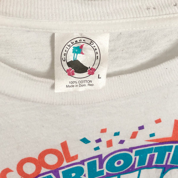 Vintage NBA Charlotte Hornets "Bee Cool Stay In School" Larry Johnson T-Shirt (L)