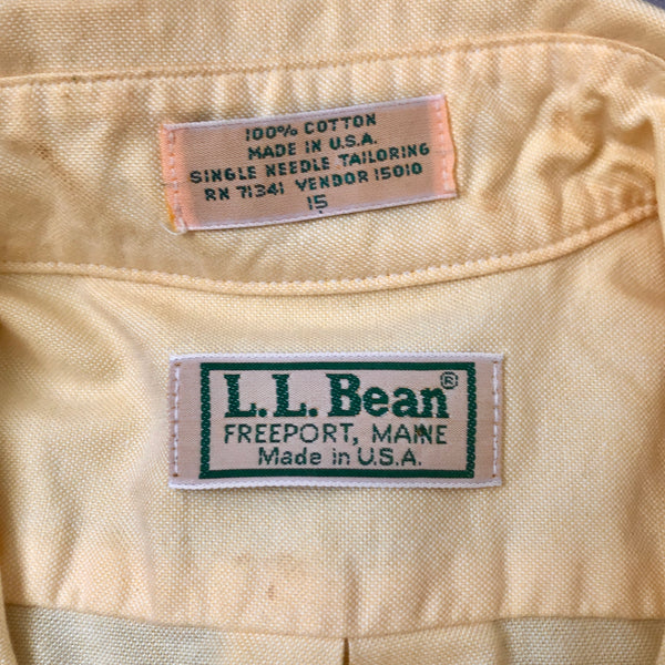 Vintage L.L. Bean Made In USA Yellow Button-Up Shirt (M)
