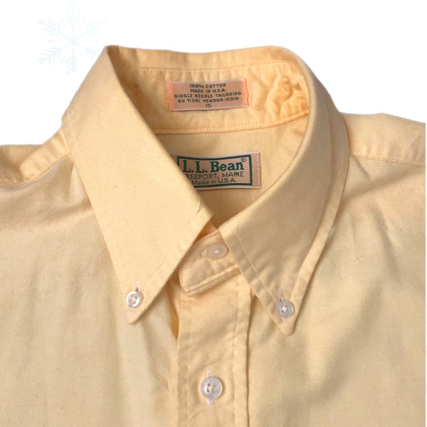 Vintage L.L. Bean Made In USA Yellow Button-Up Shirt (M)