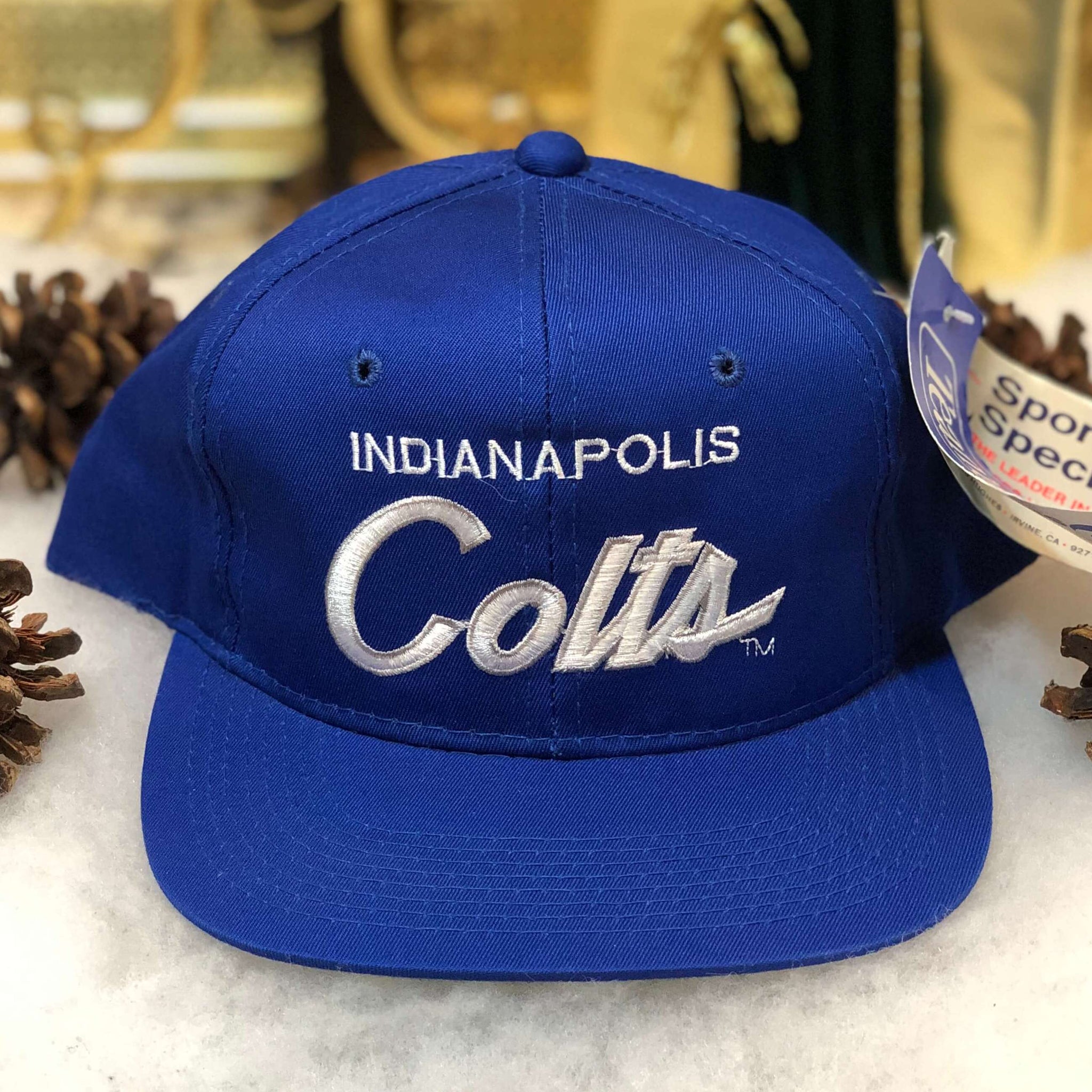 Vintage Deadstock NWT NFL Indianapolis Colts Sports Specialties Script Twill Snapback Hat