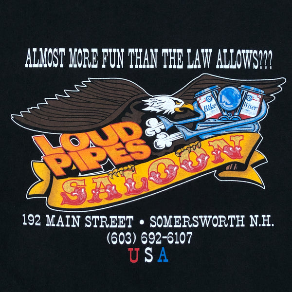 Vintage Loud Pipes Saloon Biker Bar Somersworth New Hampshire T-Shirt (XXL)