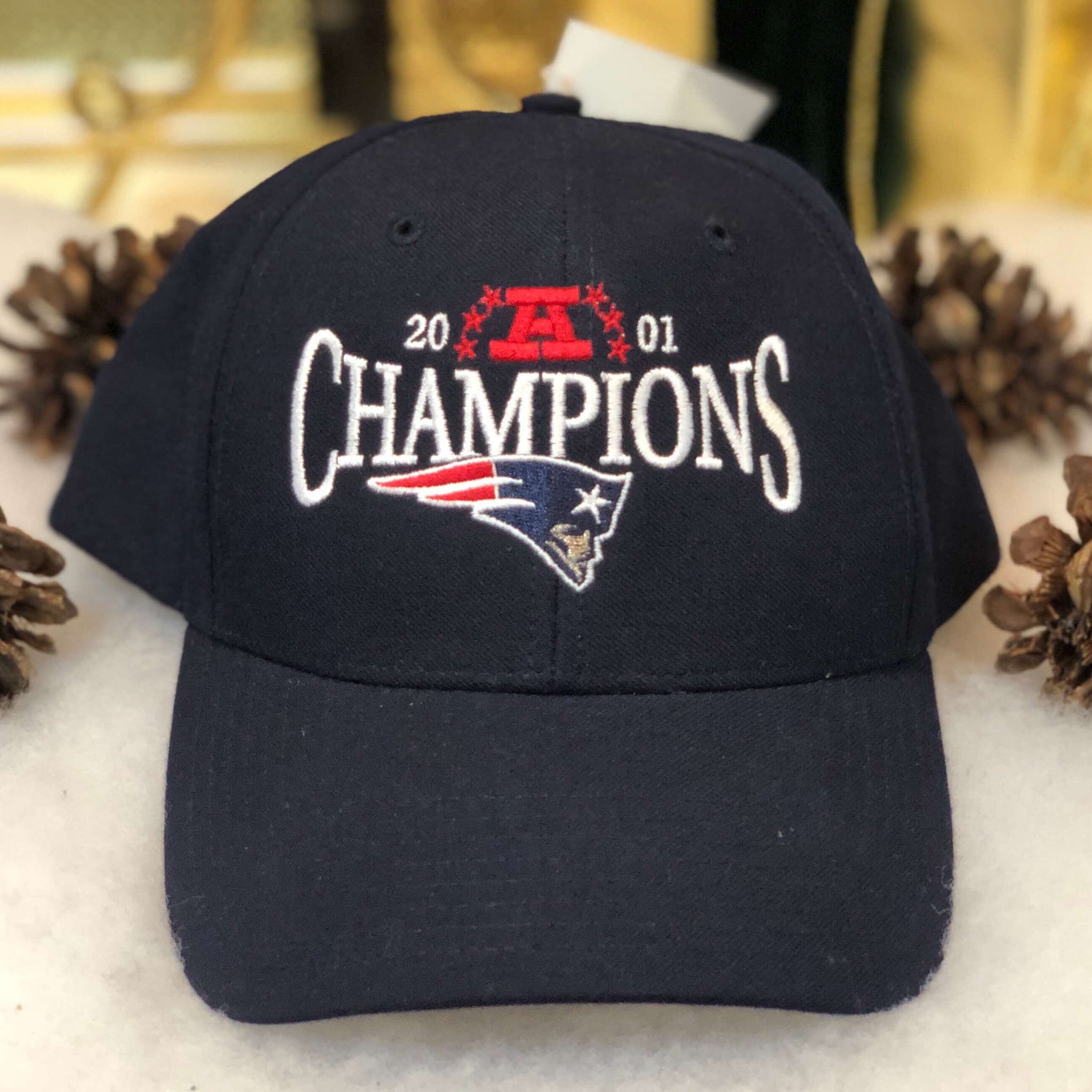 Vintage Deadstock NWT 2001 NFL New England Patriots Champions Twins Enteprise Wool Snapback Hat