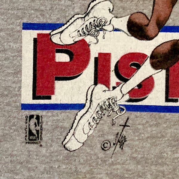 Vintage NBA Isiah Thomas Detroit Pistons Salem Sportswear Caricature T-Shirt (L)