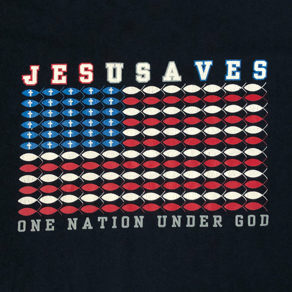 Vintage Jesus Saves One Nation Under God T-Shirt (XL)