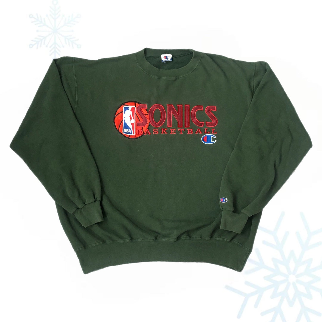 Vintage NBA Seattle Supersonics Champion Green Crewneck Sweatshirt (XL/XXL)