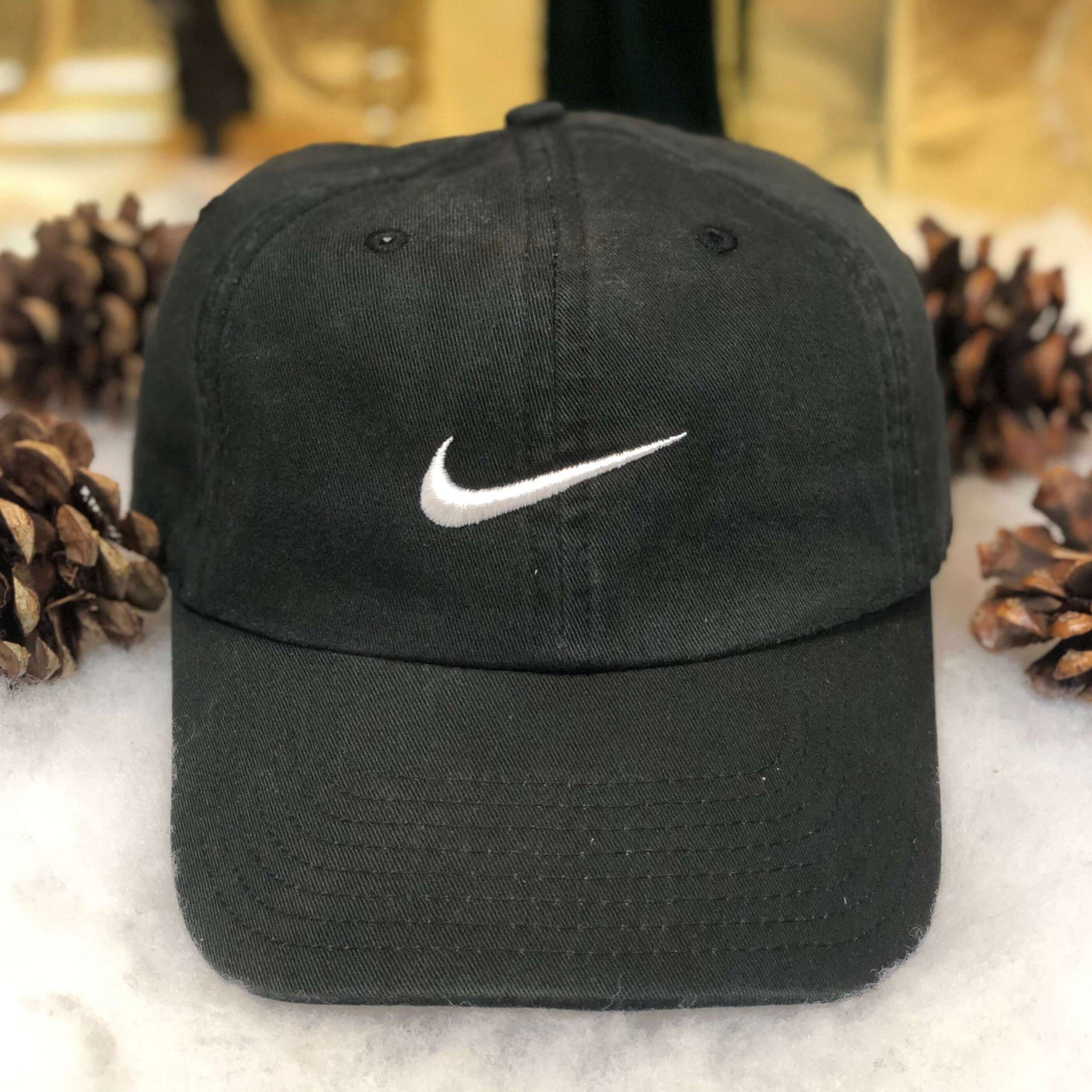 Nike Swoosh Logo Dad Hat Black Strapback Hat