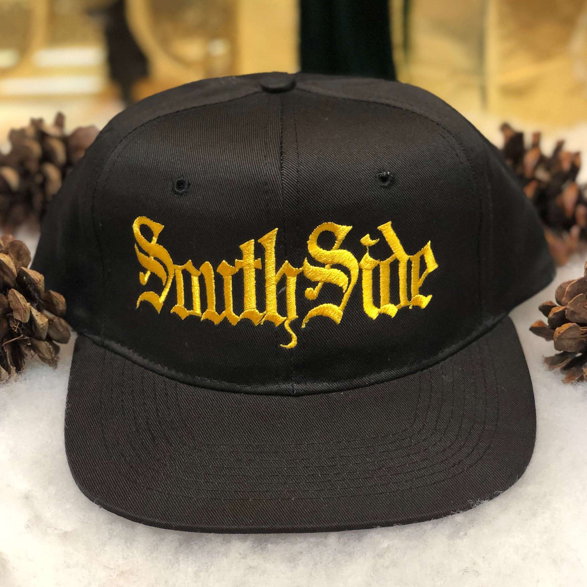 Vintage Deadstock NWOT South Side Olde English Script Twill Snapback Hat