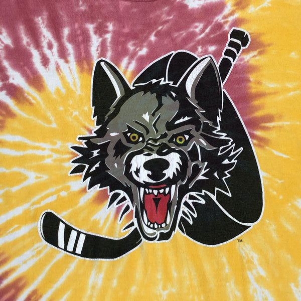 Vintage IHL Chicago Wolves Tie Dye All Over Print T-Shirt (XL)