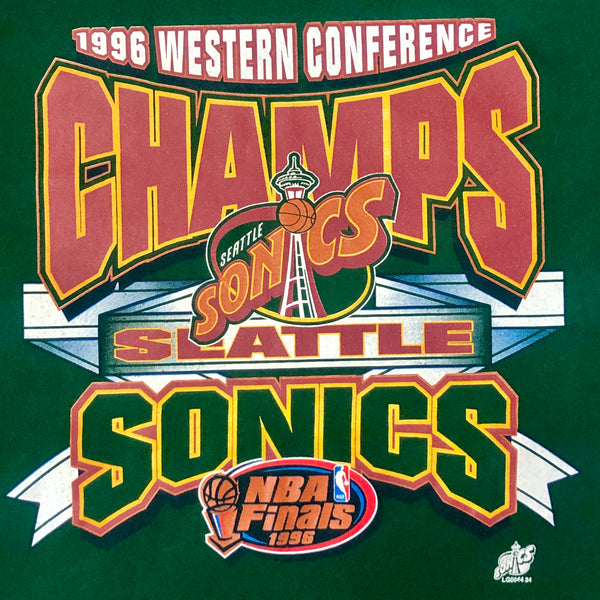 Vintage 1996 NBA Playoffs Seattle Supersonics Western Conference Champions T-Shirt (XL)