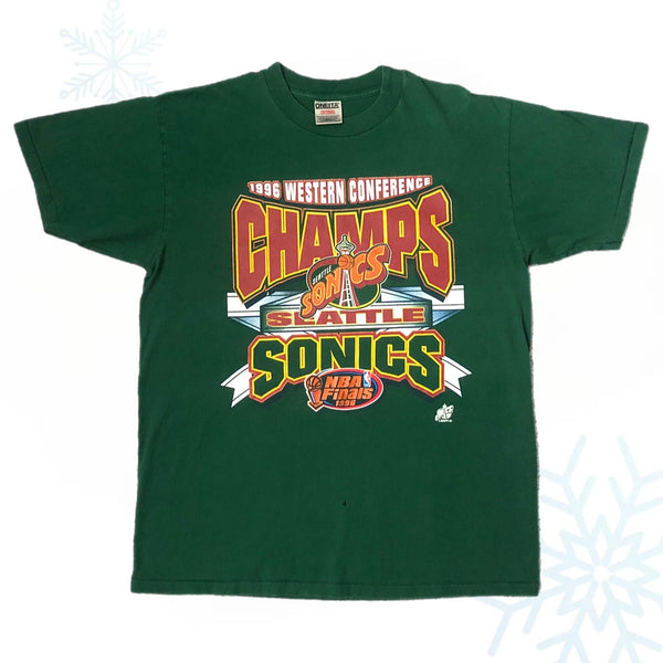 Vintage 1996 NBA Playoffs Seattle Supersonics Western Conference Champions T-Shirt (XL)