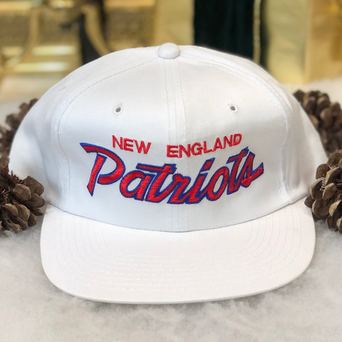 Vintage Deadstock NWOT NFL New England Patriots Sports Specialties Script Twill Snapback Hat