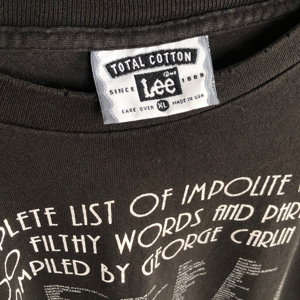 Vintage George Carlin "An Incomplete List of Impolite Words: 2,000 Filthy Words and Phrases" T-Shirt (XL)