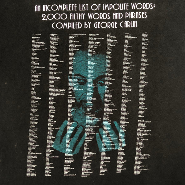 Vintage George Carlin "An Incomplete List of Impolite Words: 2,000 Filthy Words and Phrases" T-Shirt (XL)