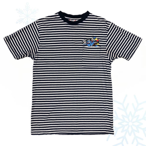 Vintage Disney Goofy Striped Embroidered Pocket T-Shirt (L)