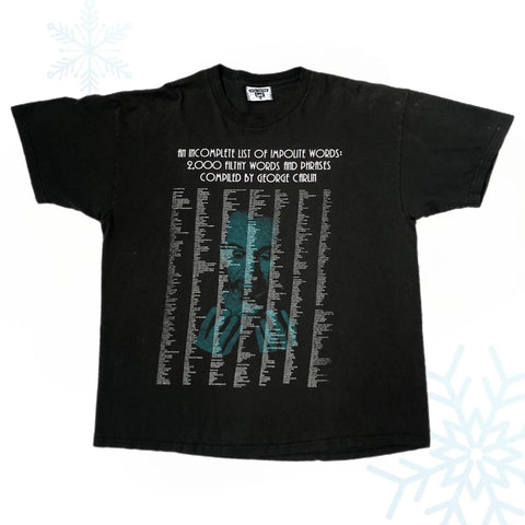 Vintage George Carlin "An Incomplete List of Impolite Words: 2,000 Filthy Words and Phrases" T-Shirt (XL)