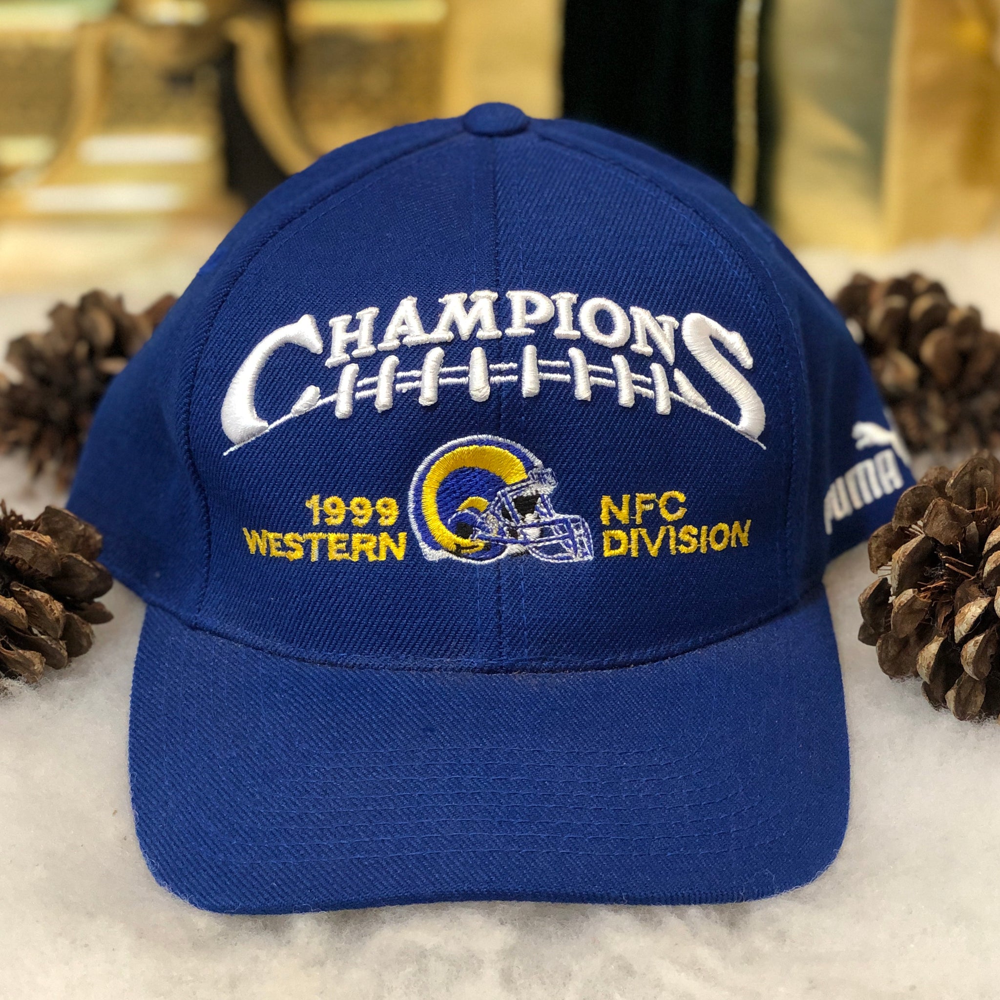 Vintage Deadstock NWOT 1999 NFL St. Louis Rams NFC Western Division Champions PUMA Wool Strapback Hat