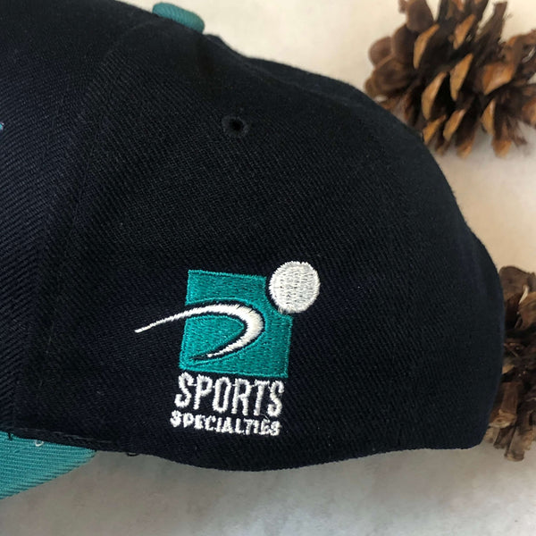 Vintage NHL Anaheim Mighty Ducks Sports Specialties Laser Black Dome Snapback Hat *FLAWED*