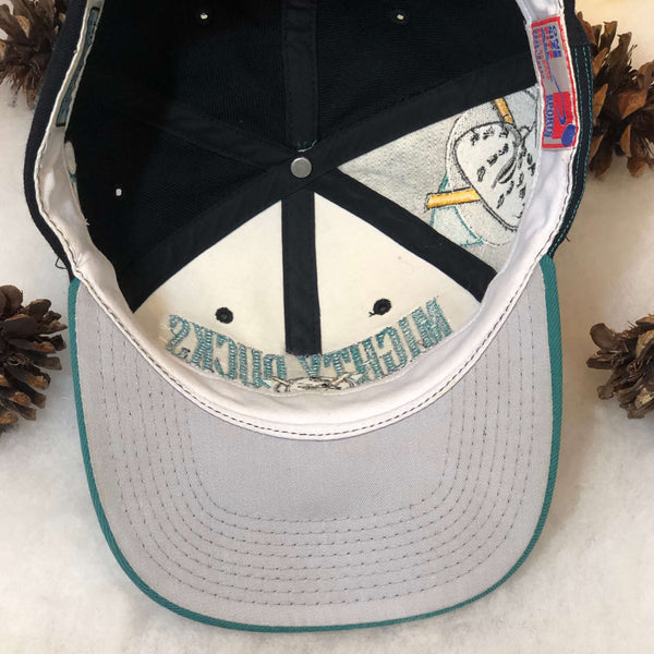 Vintage NHL Anaheim Mighty Ducks Sports Specialties Laser Black Dome Snapback Hat *FLAWED*