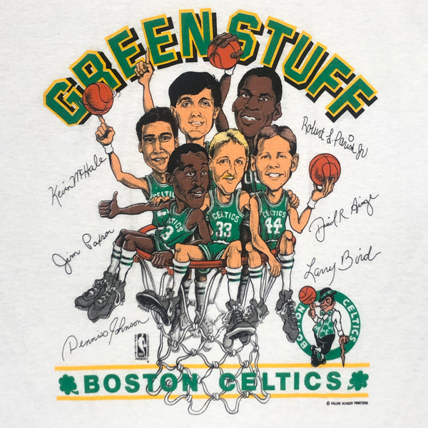 Vintage Deadstock NWOT NBA Boston Celtics Green Stuff Salem Sportswear Caricature T-Shirt (XL)