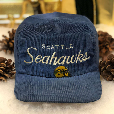 Vintage NFL Seattle Seahawks Sports Specialties Script Corduroy Strapback Hat
