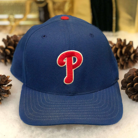 Vintage MLB Philadelphia Phillies New Era Wool Snapback Hat *BROKEN SNAPS*