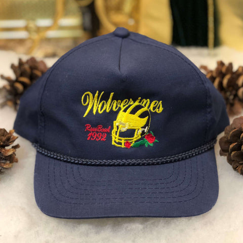 Vintage 1992 Rose Bowl NCAA Michigan Wolverines YoungAn Twill Snapback Hat *BROKEN SNAPS*