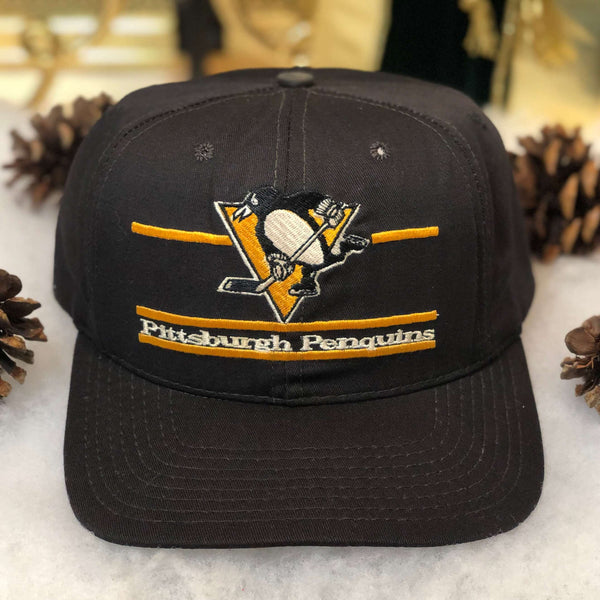 Vintage NHL Pittsburgh Penguins The Game Split Bar Twill Snapback Hat