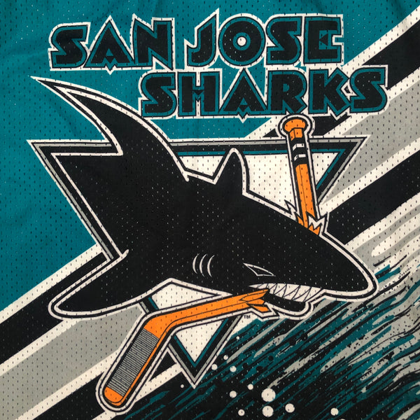 Vintage NHL San Jose Sharks CCM All Over Print Jersey (S/M)