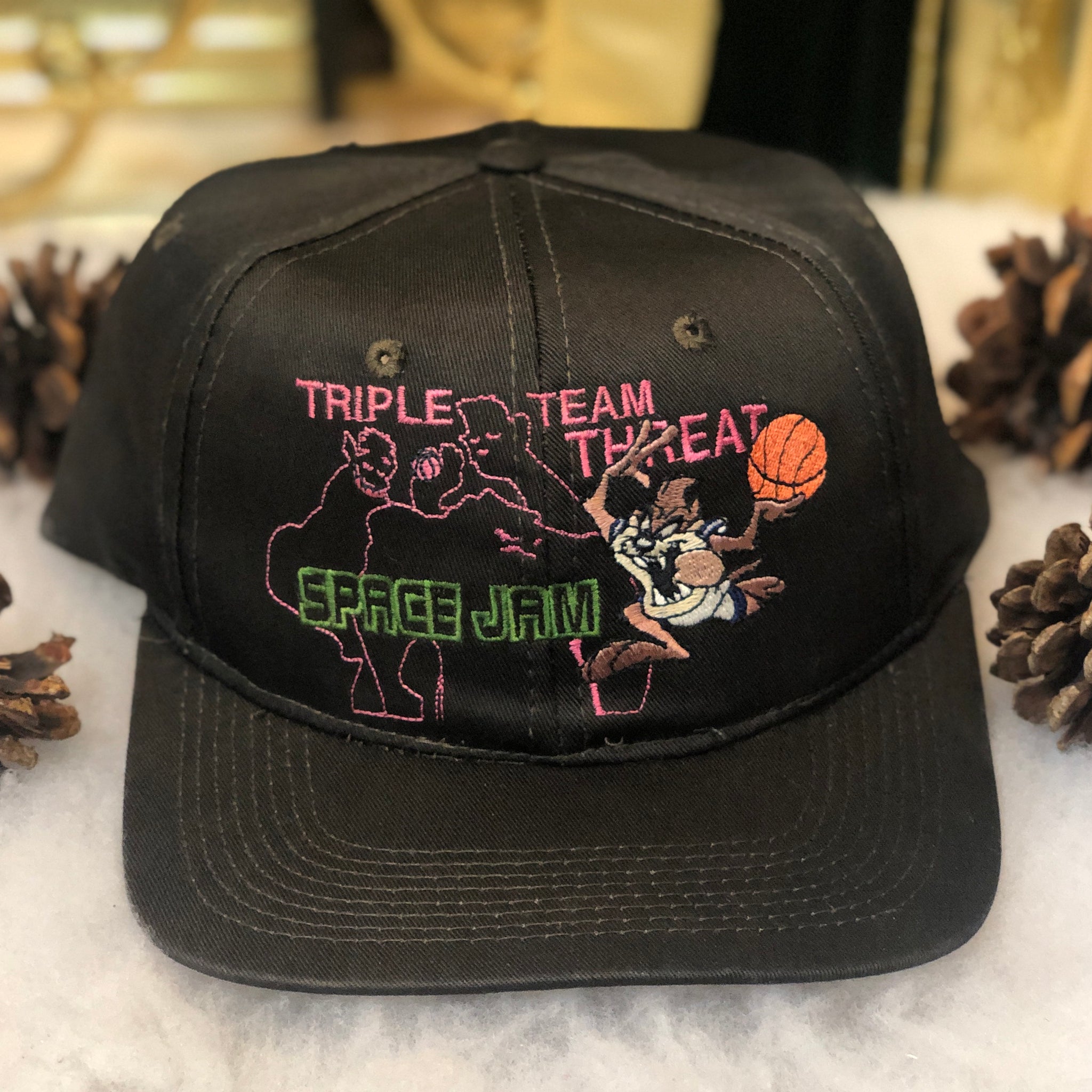 Vintage 1996 Space Jam Taz Monstars Triple Team Threat Snapback Hat