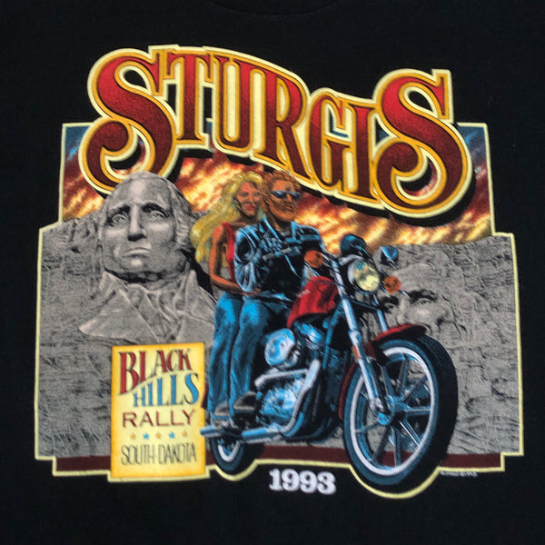 Vintage 1993 Sturgis Black Hills Rally South Dakota Motorcycle Biker T-Shirt (L)