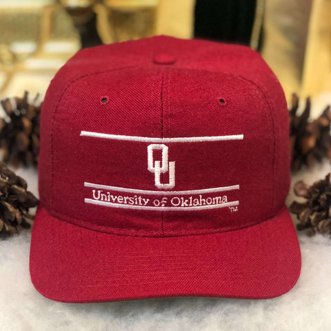 Vintage NCAA Oklahoma Sooners The Game Glue Tag Split Bar Wool Snapback Hat