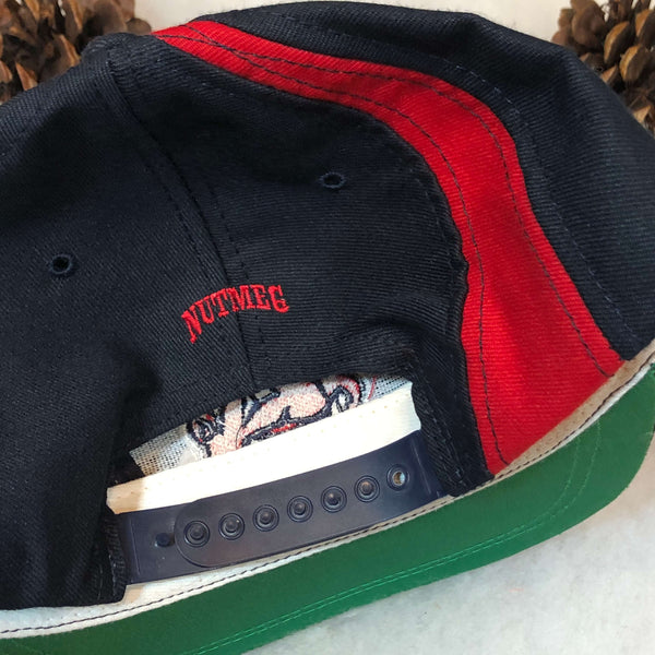 Vintage Deadstock NWOT MLB Cleveland Indians Nutmeg Mills Brim Script Wool Snapback Hat