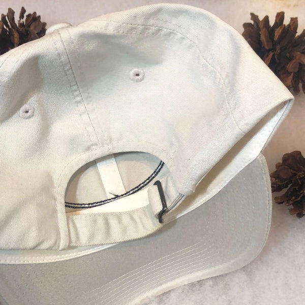 Vintage Beige Blank Black Oval Strapback Dad Hat