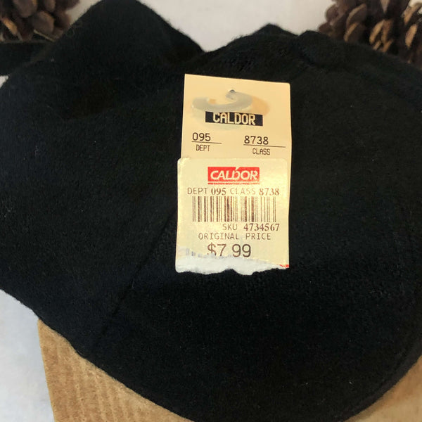 Vintage Deadstock NWT The G Cap Black Blank Melton Wool Strapback Hat