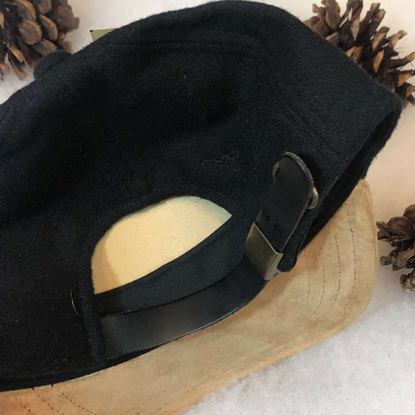 Vintage Deadstock NWT The G Cap Black Blank Melton Wool Strapback Hat