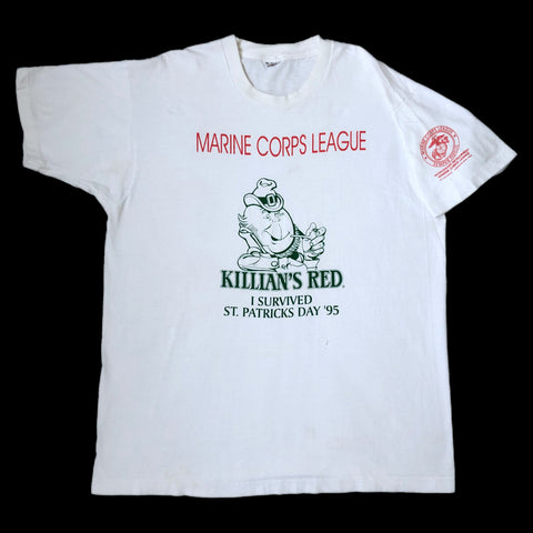 Vintage Marine Corps League Worcester MA Killian's Red "I Survived St. Patrick's Day 1995" T-Shirt (XL)